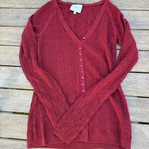 Reformation Burgundy V-Neck Sweater